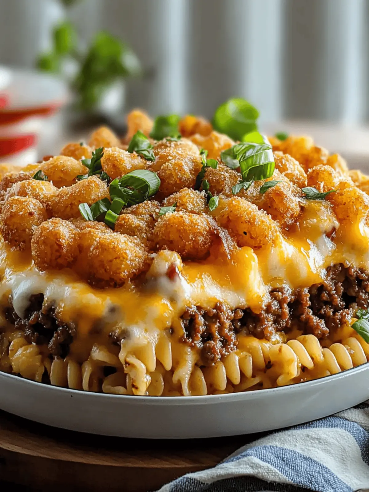 One-Pan Cheeseburger Tater Tot Pasta