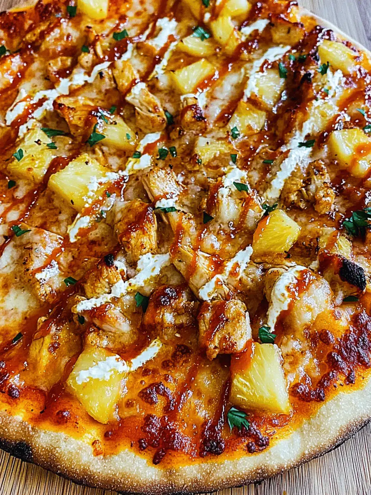 Pineapple Sriracha Chicken Outdoor Pizza