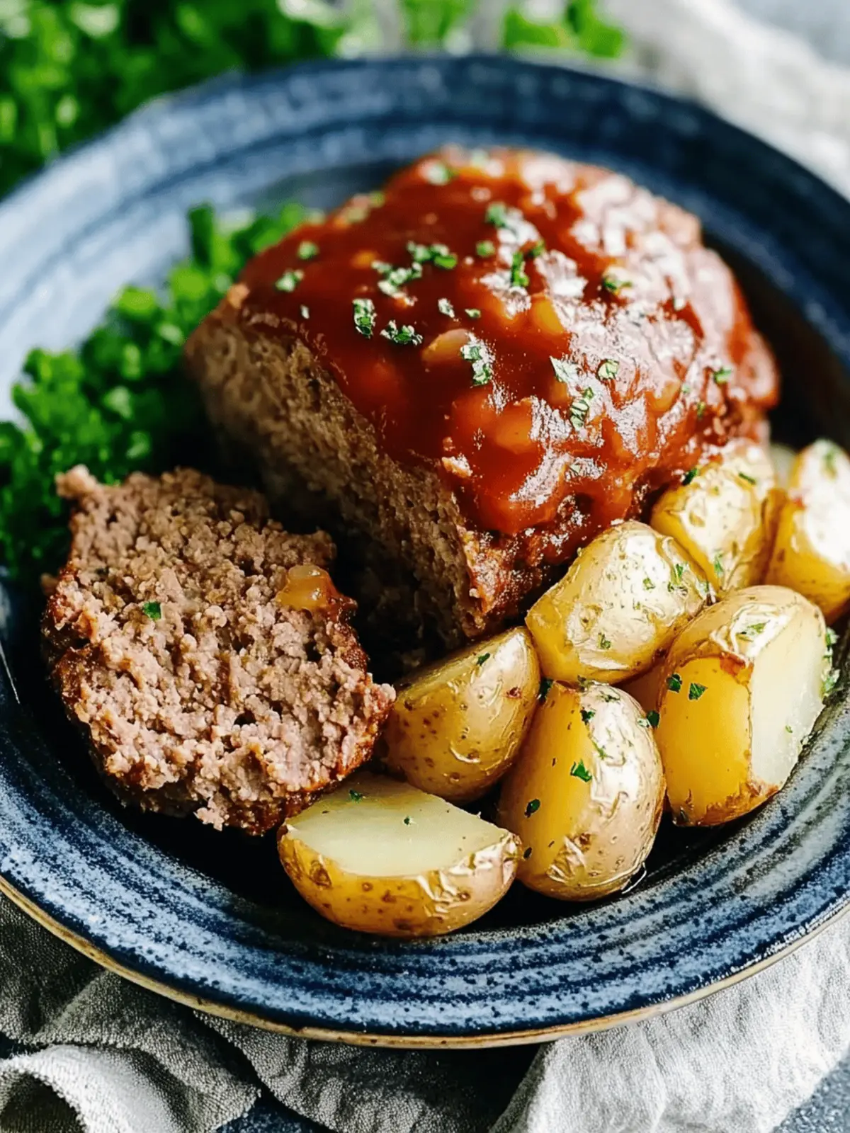 Slow Cooker Meatloaf and Potatoes with Garlic Butter