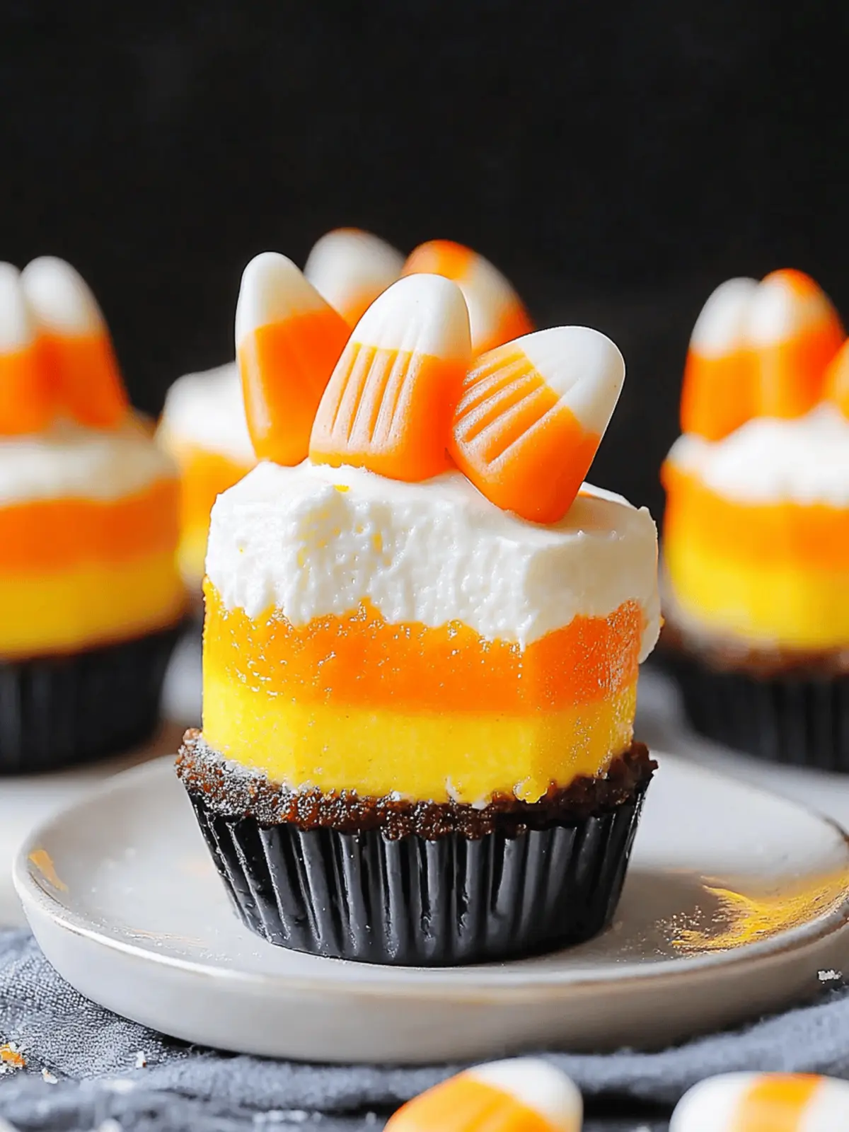 Mini Candy Corn Cheesecakes