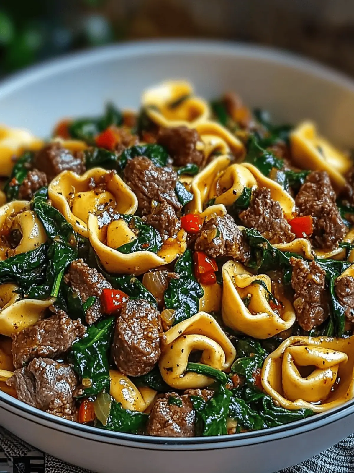Garlic Butter Beef and Spinach Tortellini