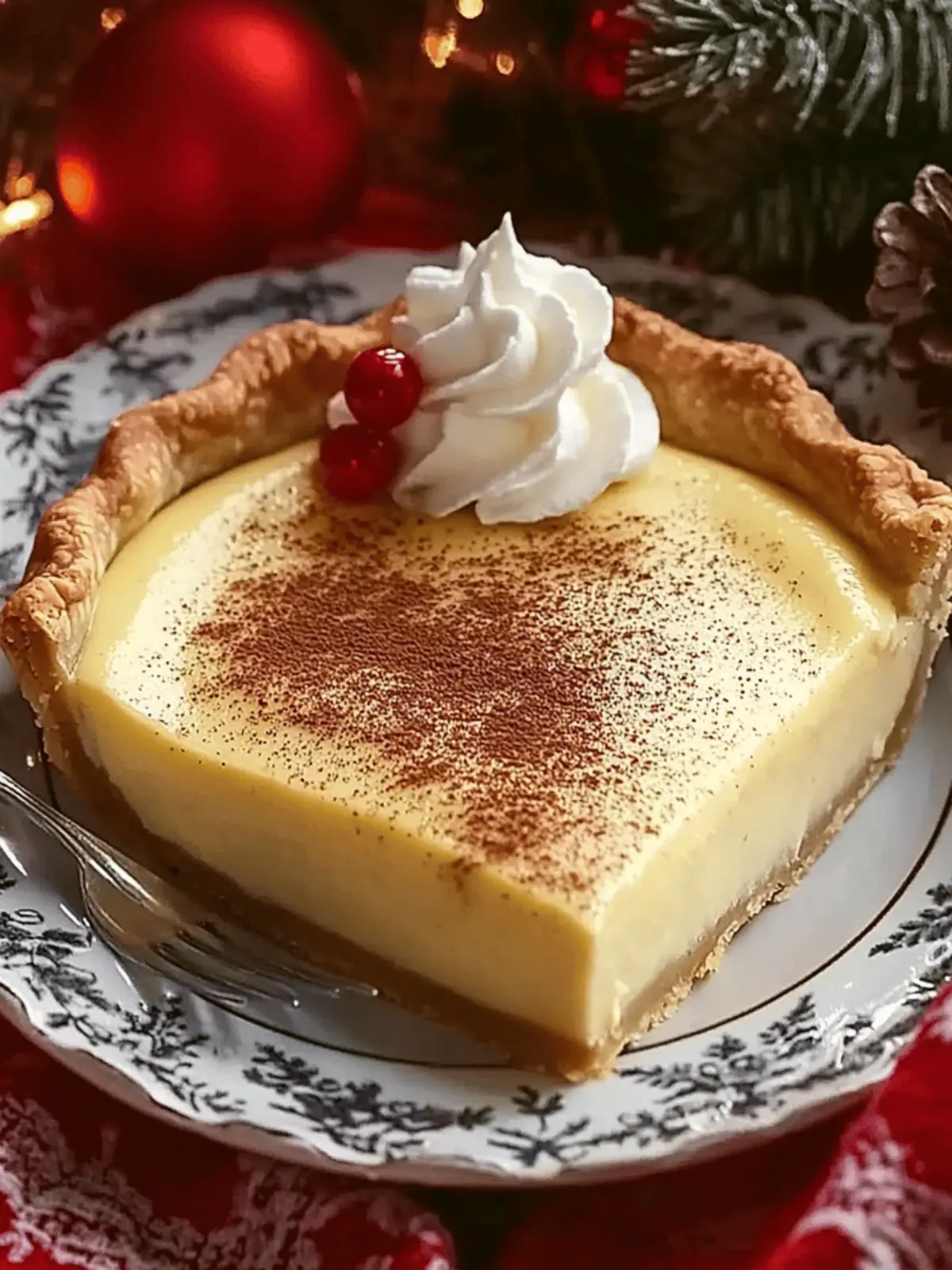 Christmas Eve Cinnamon-Vanilla Creamy Custard Pie