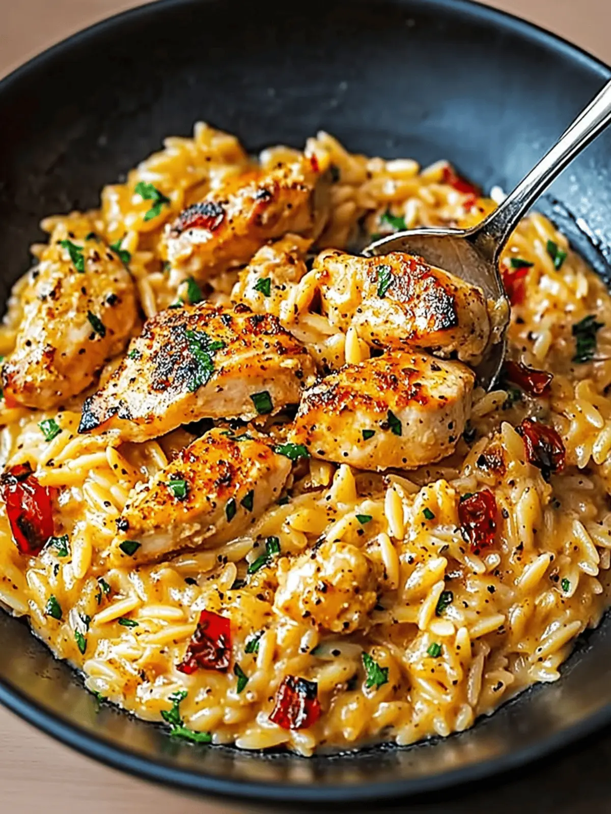 One-Pot Cajun Chicken Alfredo Orzo