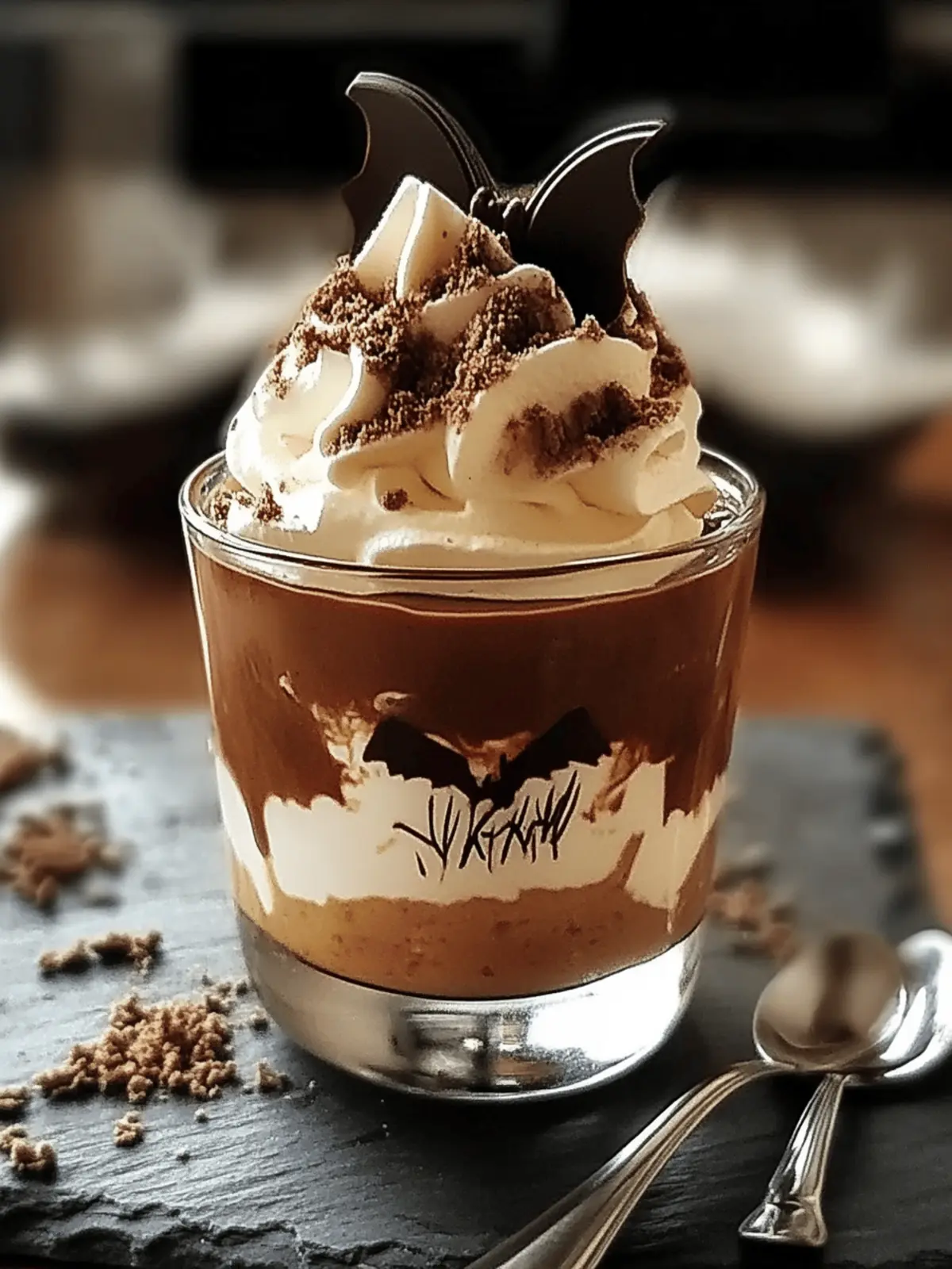 Halloween Nachtisch Kürbis Pudding mit Schokolade