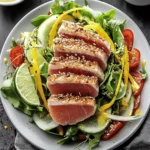 Savory Sesame Crusted Ahi Salad with Zesty Ginger Lime Twist