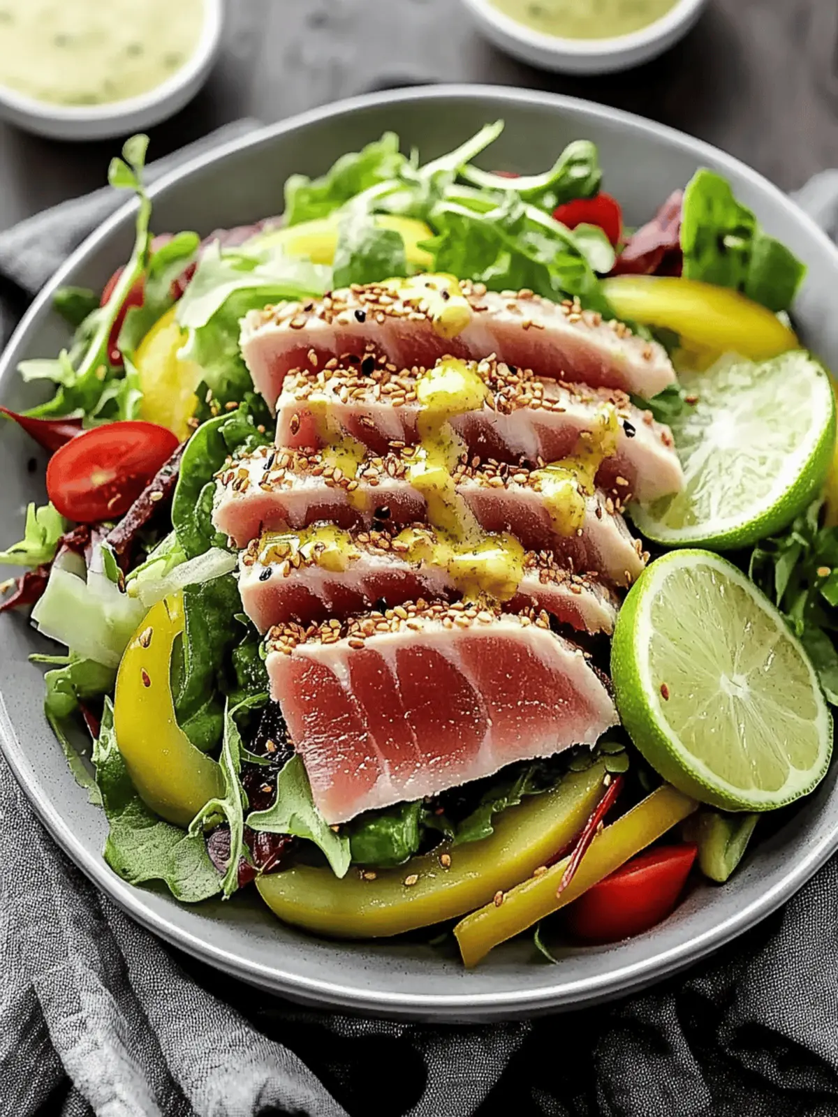 Savory Sesame Crusted Ahi Salad with Zesty Ginger Lime Twist