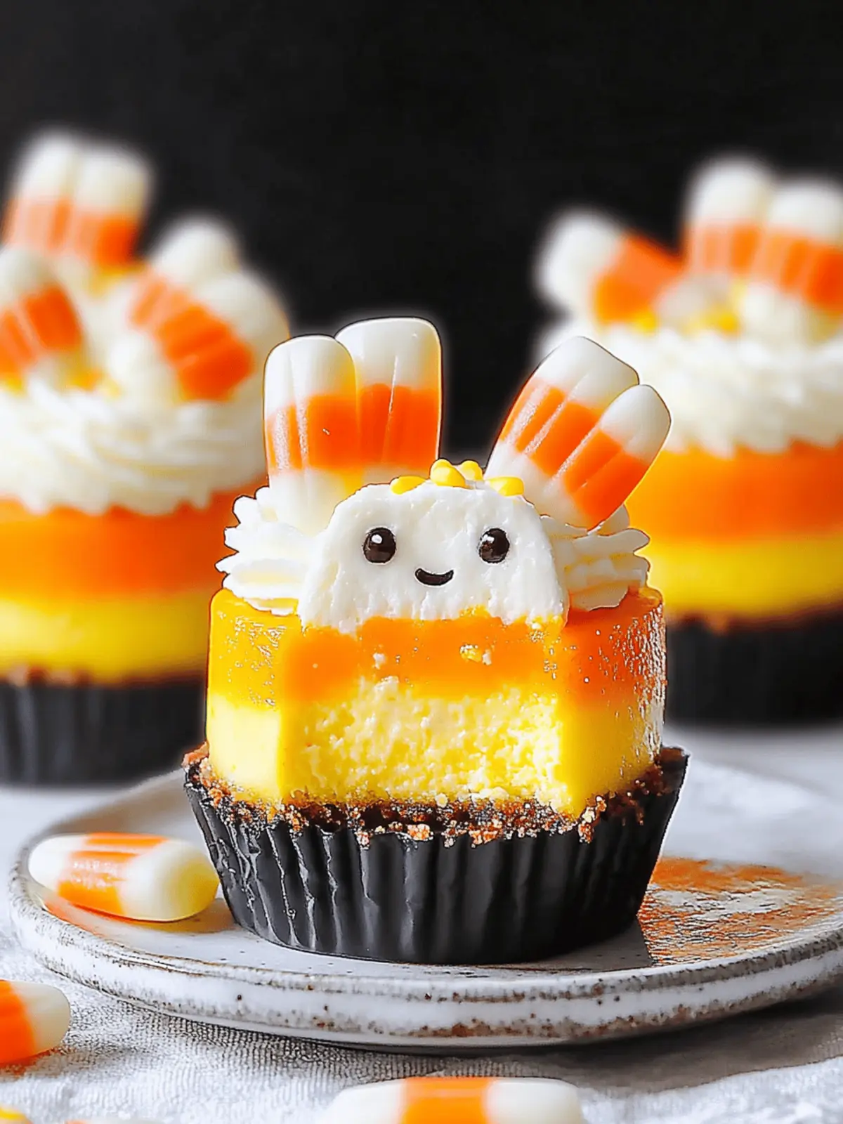 Mini Candy Corn Cheesecakes