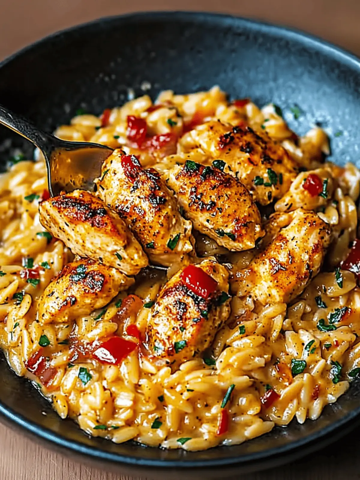 One-Pot Cajun Chicken Alfredo Orzo