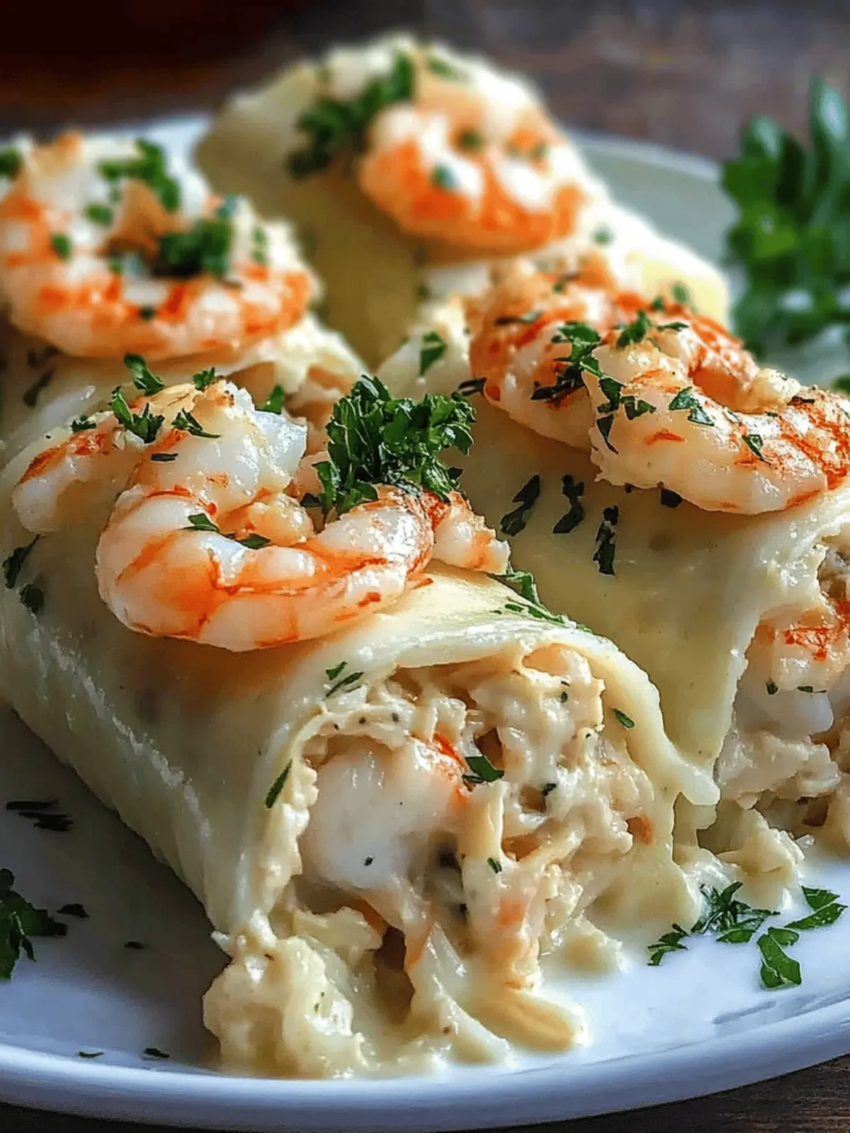 Shrimp Crab Alfredo Roll Ups