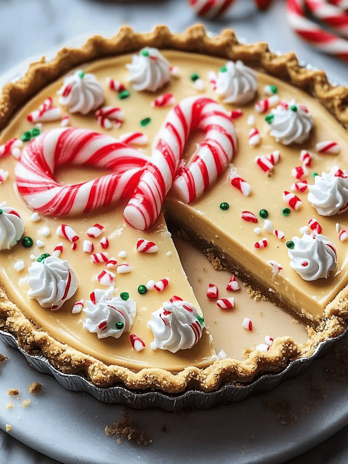White Chocolate Candy Cane Pie