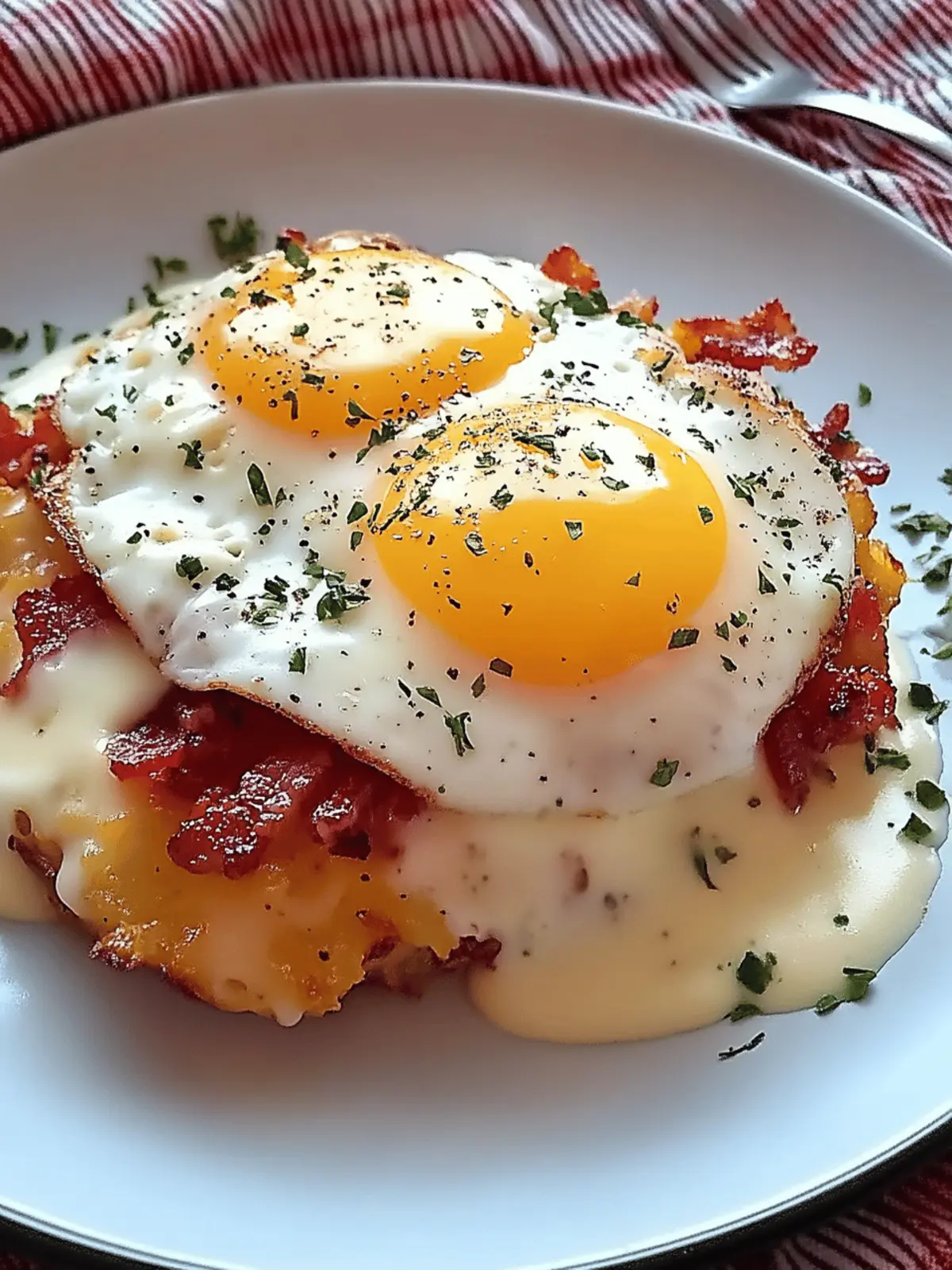 Egg Topped Hash Browns with Bacon Gravy Recipe