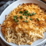 French Onion Orzo Bake