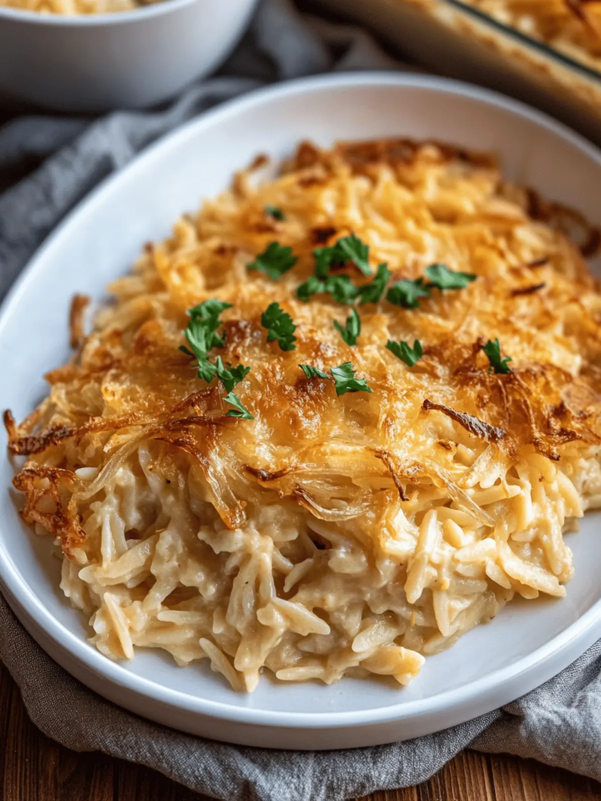 French Onion Orzo Bake