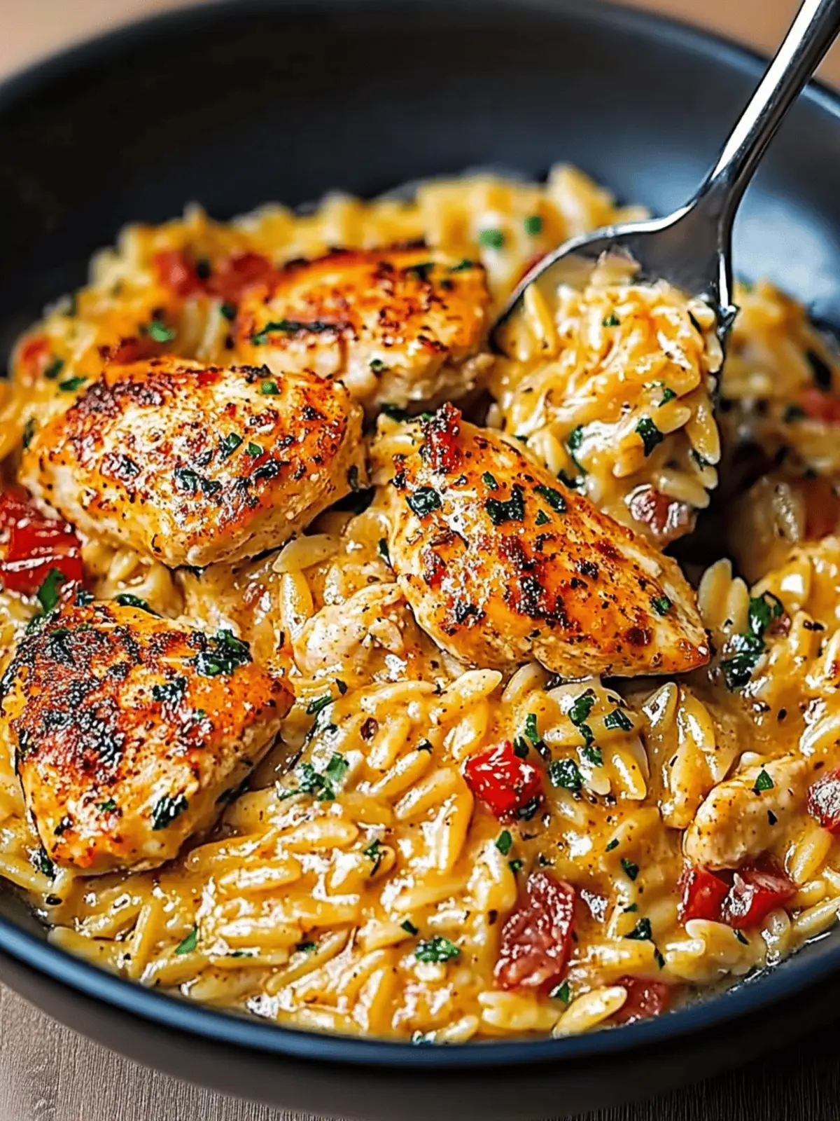 One-Pot Cajun Chicken Alfredo Orzo