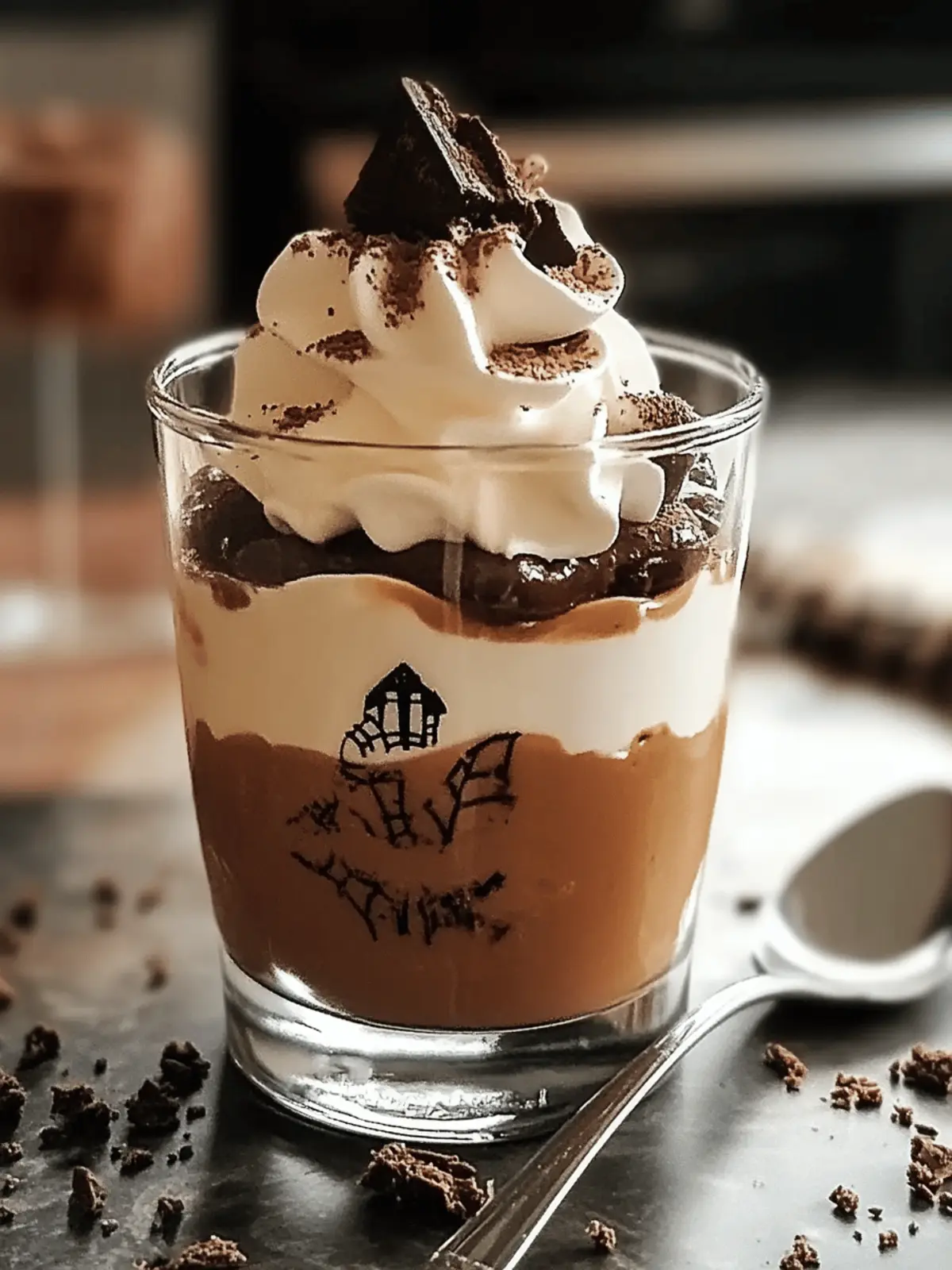 Halloween Nachtisch Kürbis Pudding mit Schokolade
