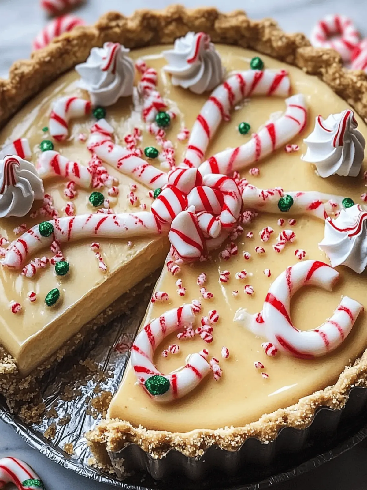 White Chocolate Candy Cane Pie