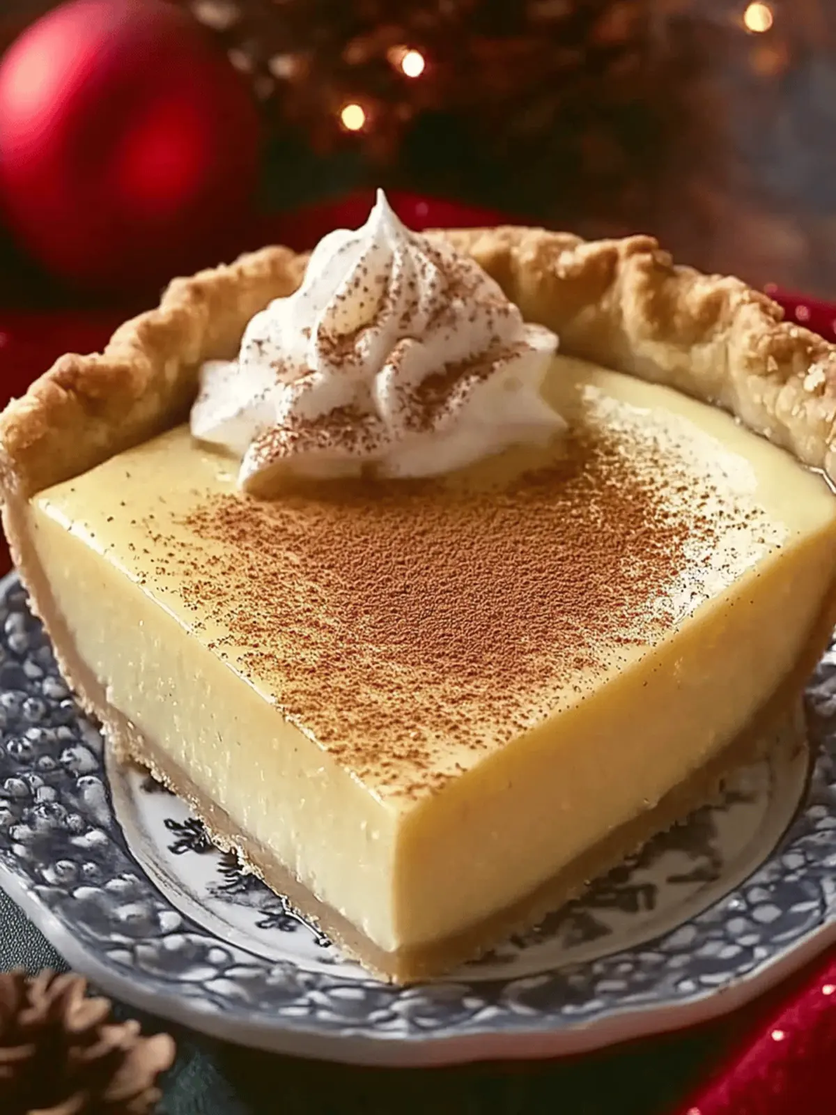 Christmas Eve Cinnamon-Vanilla Creamy Custard Pie