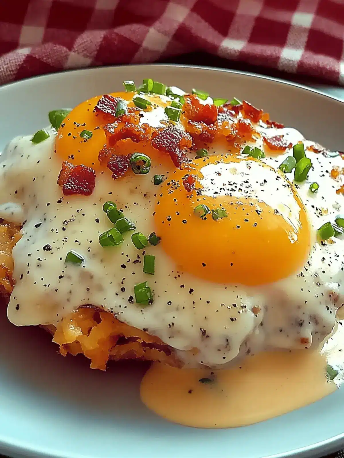 Egg Topped Hash Browns with Bacon Gravy Recipe