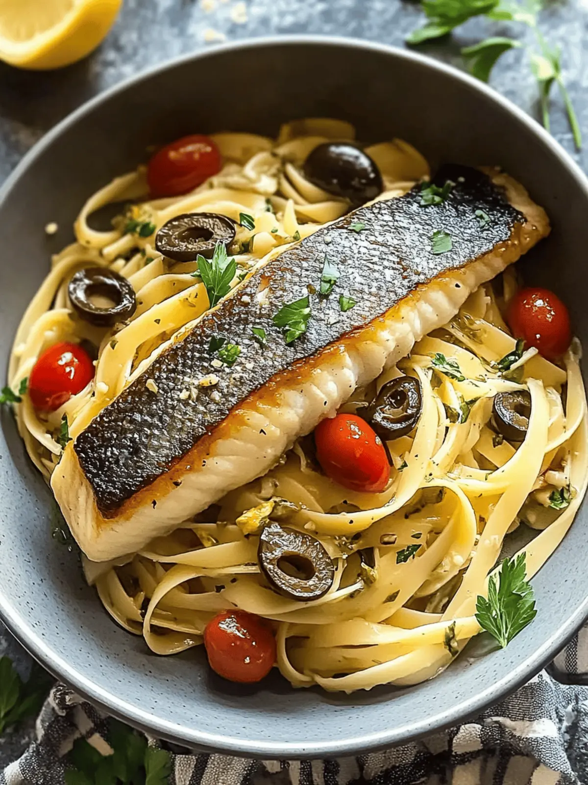 Pan Fried Sea Bass with Olive Linguine: Quick Mediterranean Bliss 5 Pan Fried Sea Bass with Olive Linguine