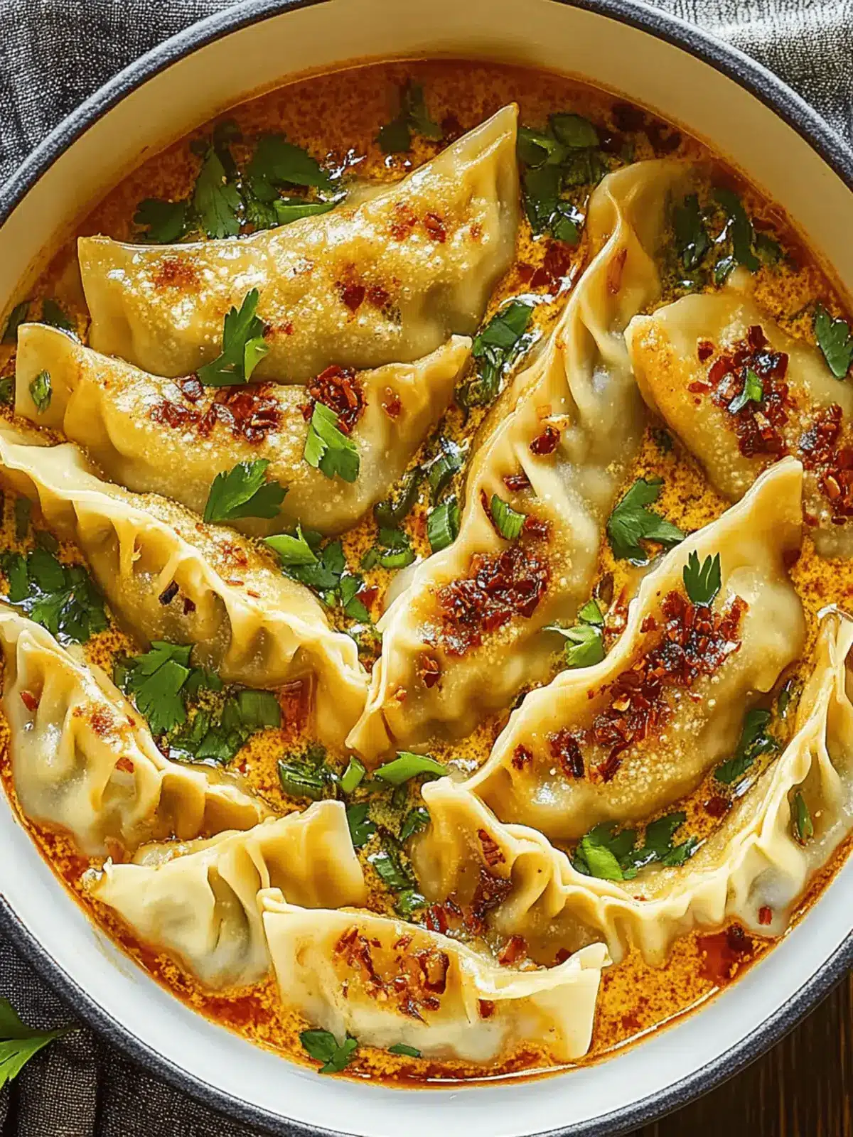 Baked Potstickers with Thai Curry Sauce