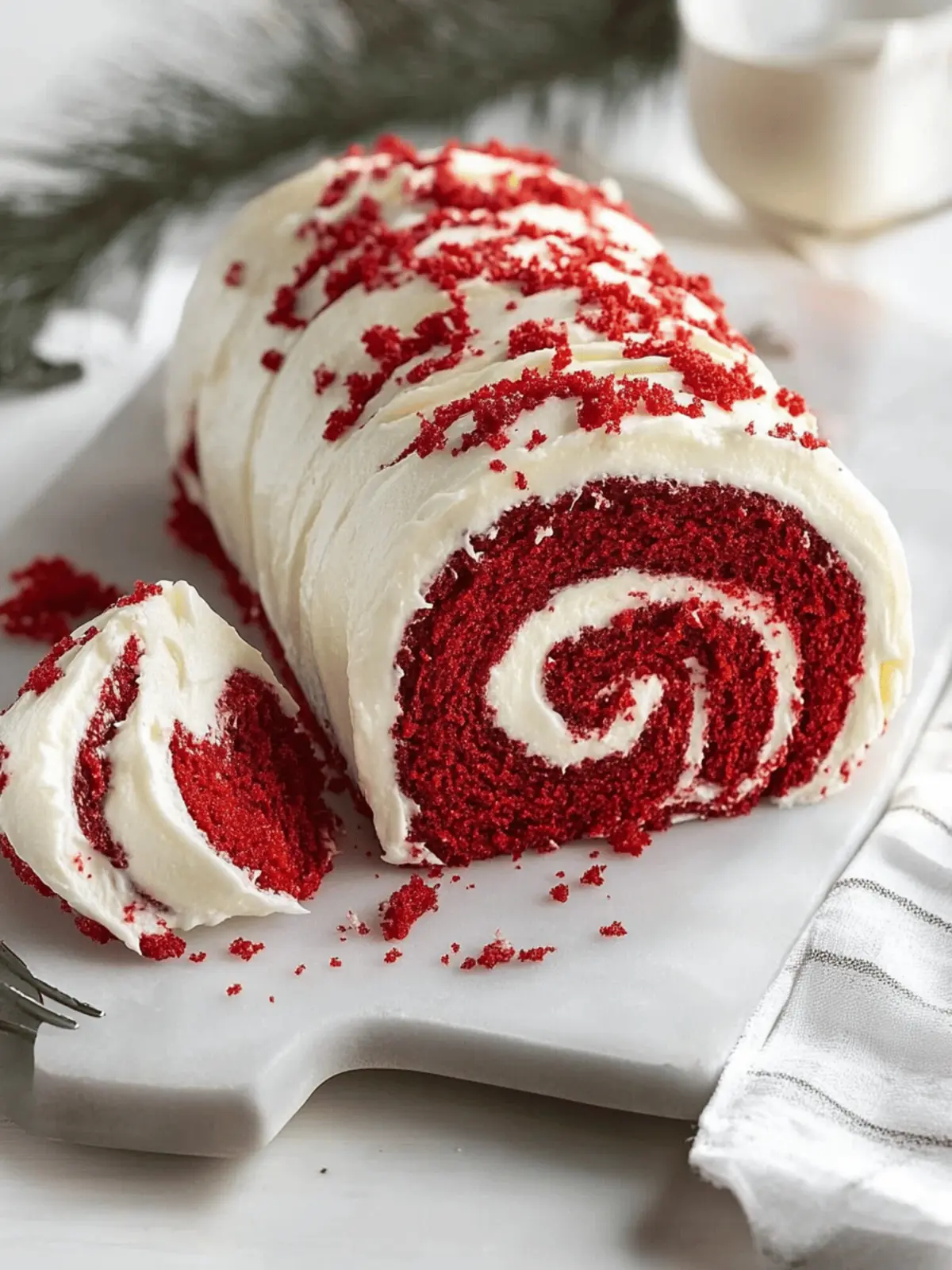 Decadent Red Velvet Cake Roll with Cream Cheese Frosting Magic 3 Red Velvet Cake Roll with Cream Cheese Frosting